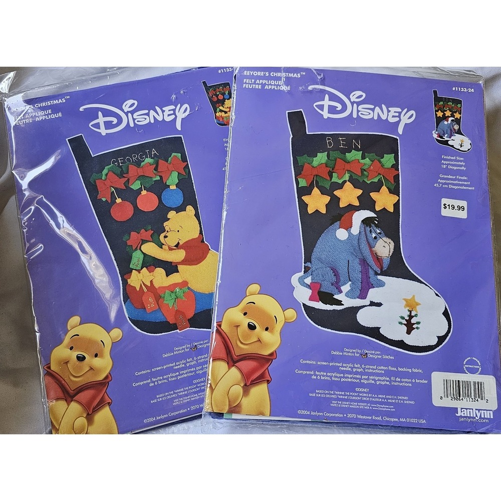 New Sealed Lot Disney Pooh & Eeyore Feltapplique Applique